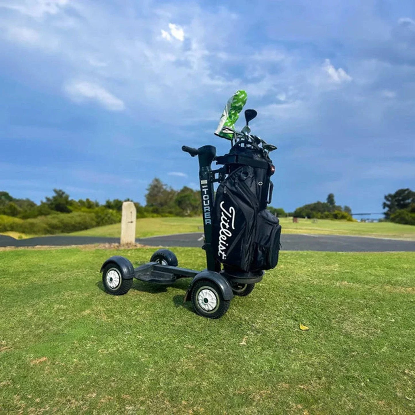 Electric Golf Caddy | Charger with chair and umbrella | Top Speed 15 mph, 36+holes & Free Shipping